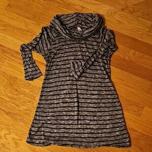 Vanity Black and Gray Striped Long Sleeve Dress